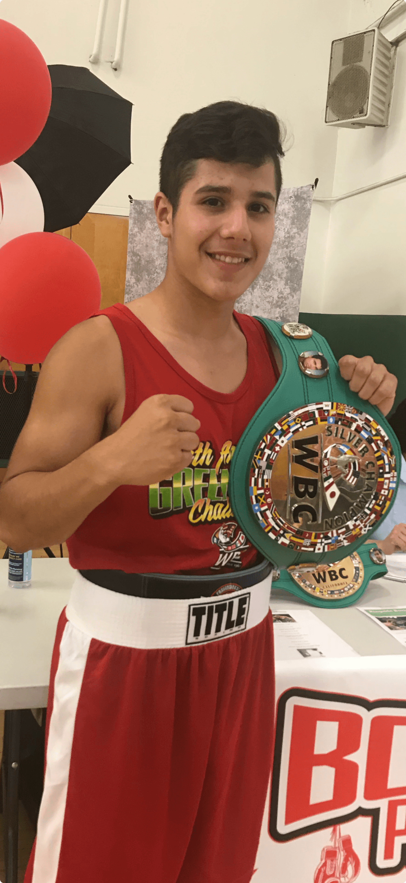 With a WBC championship belt