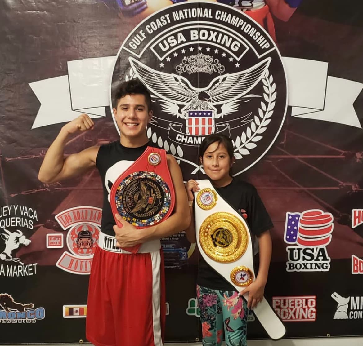 With a younger fighter at the USA Boxing Gulf Coast Nationals